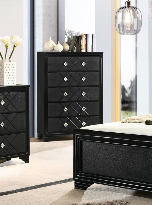 Penelope - 5-Drawer Chest - Black - Simple Home Plus