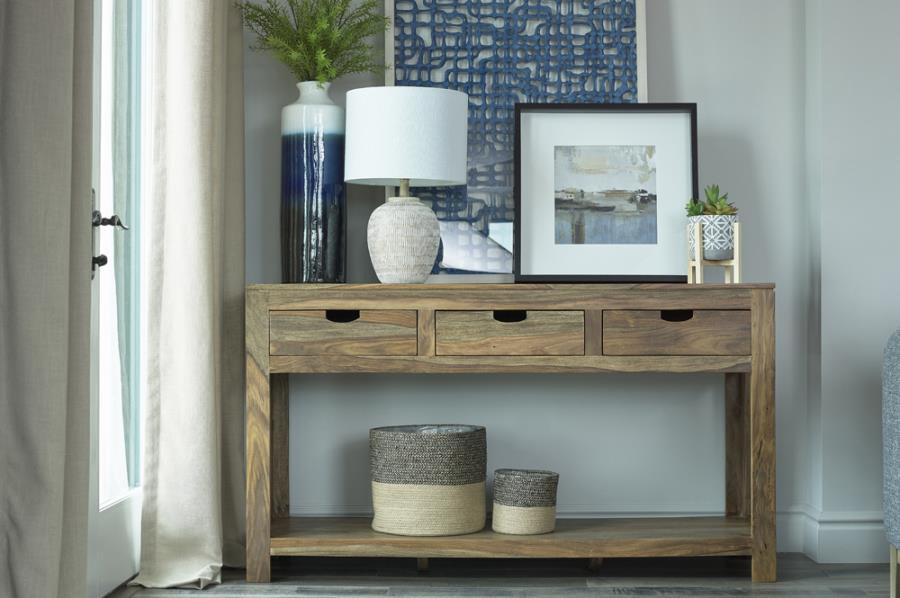 Esther - 3-Drawer Storage Console Table - Natural Sheesham - Simple Home Plus