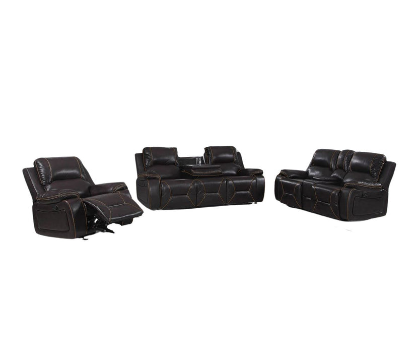 Three Piece Faux Leather Six Person Indoor Seating Set - Brown