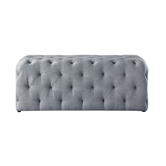 Upholstered Linen Bench - Black / Light Gray