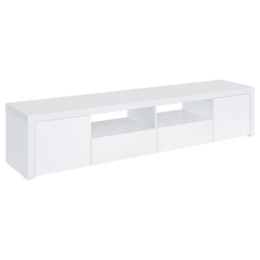 Jude - 2-Door 79" TV Stand With Drawers - White High Gloss - Simple Home Plus