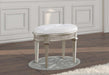 Evangeline - Oval Vanity Stool With Faux Diamond Trim - Silver And Ivory - Simple Home Plus