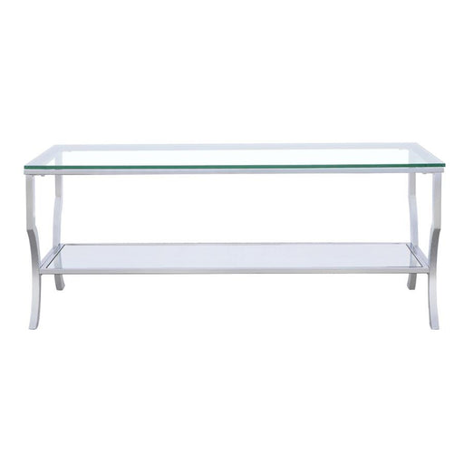 Saide - Rectangular Coffee Table With Mirrored Shelf - Chrome - Simple Home Plus