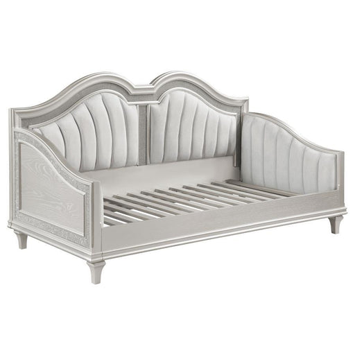 Evangeline - Upholstered Twin Daybed With Faux Diamond Trim - Silver And Ivory - Simple Home Plus