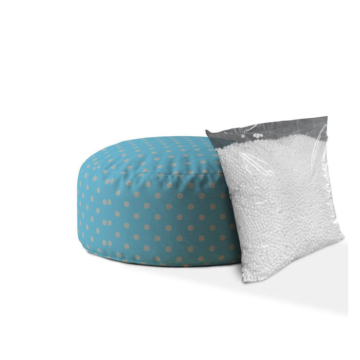 Cotton Round Polka Dots Pouf Cover - Blue / Gray