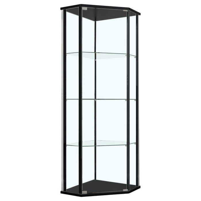 Zenobia - Glass Shelf Curio Cabinet - Clear And Black - Simple Home Plus