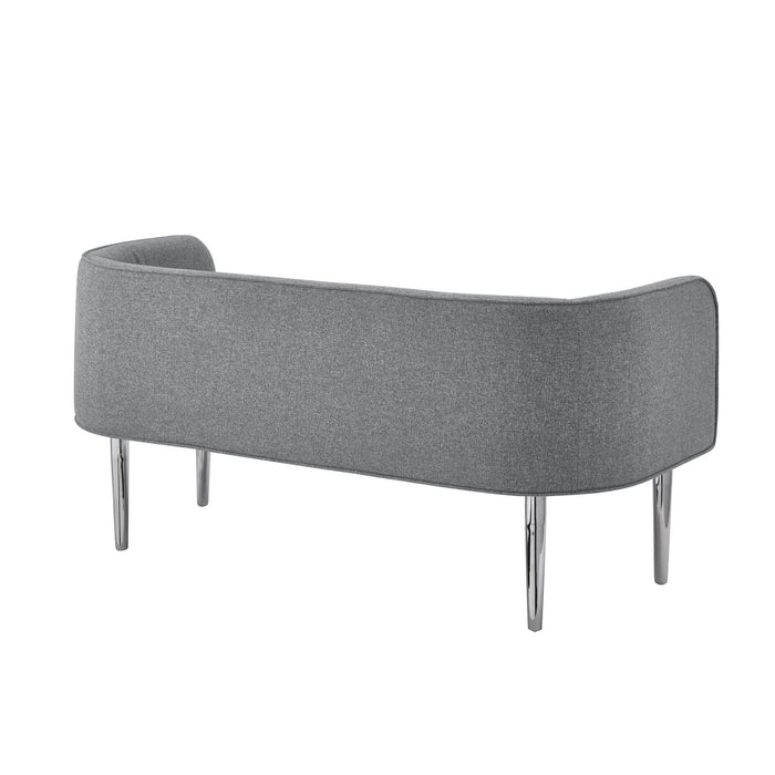 Upholstered Linen Bench - Gray / Brown