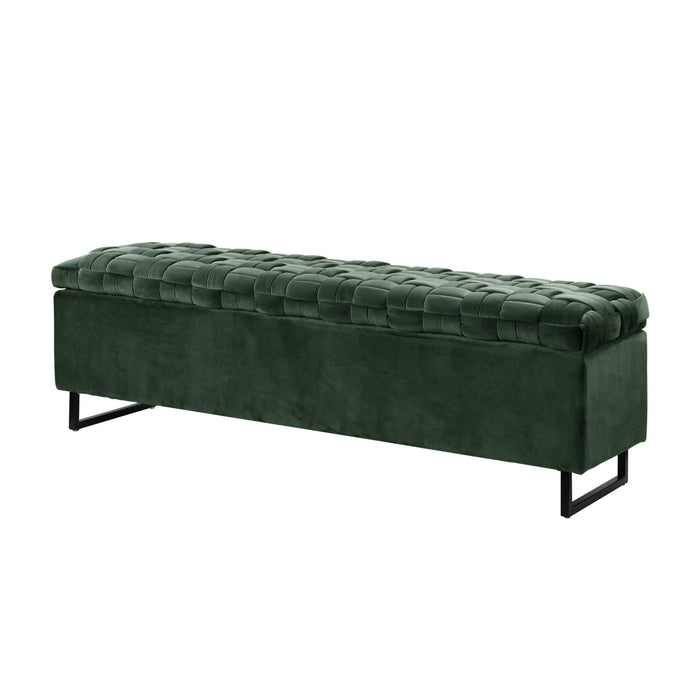 Upholstered Velvet Bench With Flip Top - Hunter Green