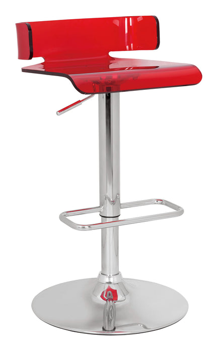 Metal Low Back Counter Height Bar Chair - Red / Silver