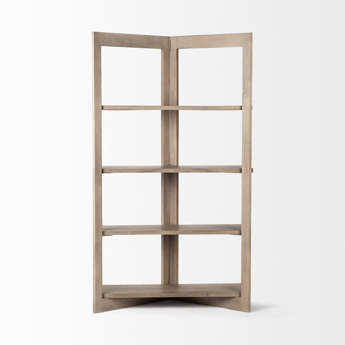 Wood Shelving Unit With 4 Shelves - Light Brown