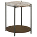 Noemie - Round Accent Table With Marble Top - White And Gunmetal - Simple Home Plus