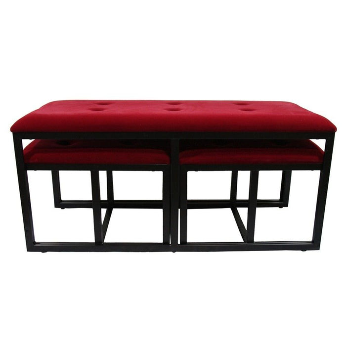 Upholstered Microfiber Bench - Red / Black