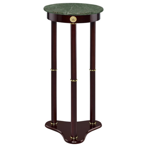 Edie - Round Marble Top Accent Table - Merlot - Simple Home Plus