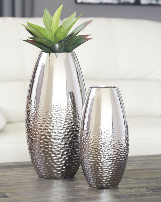 Dinesh - Silver Finish - Vase Set (Set of 2) - Simple Home Plus