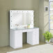 Acena - 7-Drawer Glass Top Vanity Desk With Lighting - White - Simple Home Plus