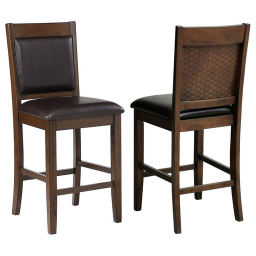 Dewey - Upholstered Counter Height Chairs With Footrest (Set of 2) - Brown And Walnut - Simple Home Plus