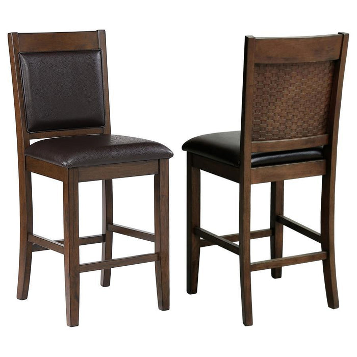 Dewey - Upholstered Counter Height Chairs With Footrest (Set of 2) - Brown And Walnut - Simple Home Plus