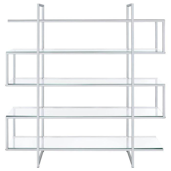 Elmer - 5-Shelf Bookcase - Chrome And Clear - Simple Home Plus