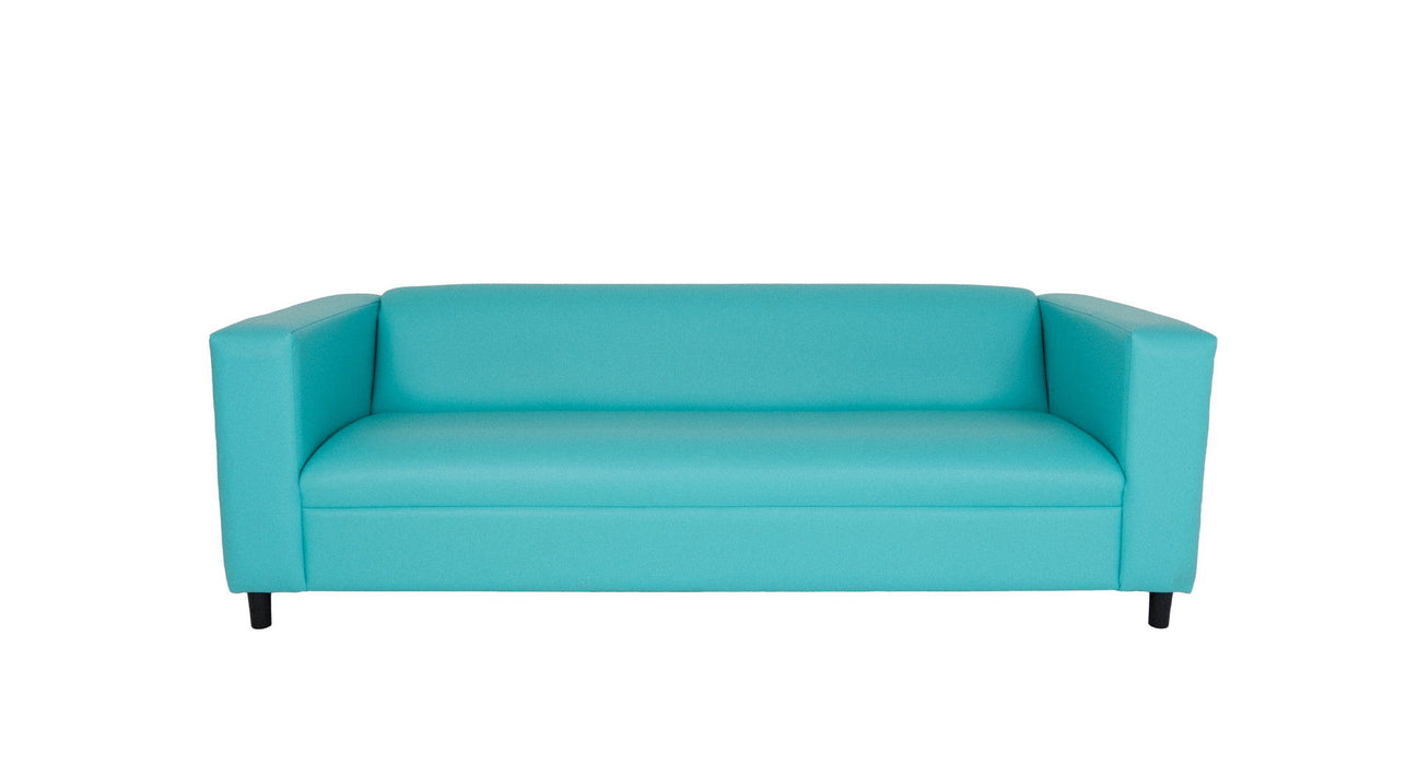 Faux Leather Sofa With Black Legs - Teal Blue