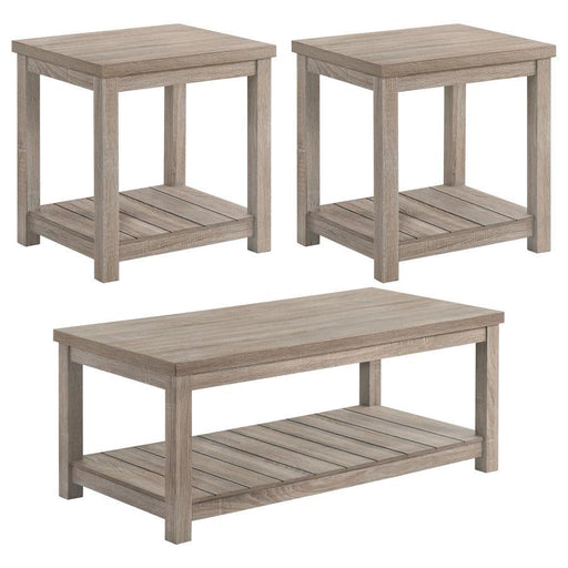 Colter - 3 Piece Occasional Set With Open Shelves - Greige - Simple Home Plus