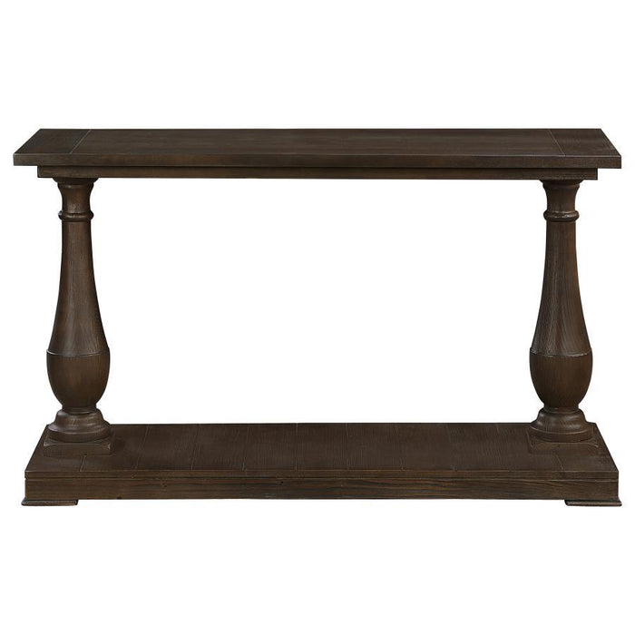 Walden - Rectangular Sofa Table With Turned Legs And Floor Shelf - Coffee - Simple Home Plus