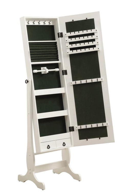 Batista - Jewelry Cheval Mirror With Drawers - White - Simple Home Plus