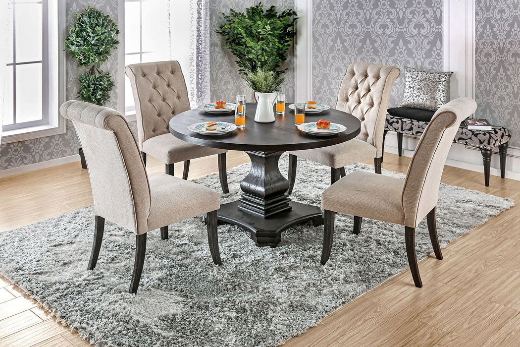 Nerissa - Round Table - Antique Black / Beige - Simple Home Plus