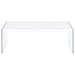 Opal - Rectangular Coffee Table With Clear Glass Legs - White High Gloss - Simple Home Plus