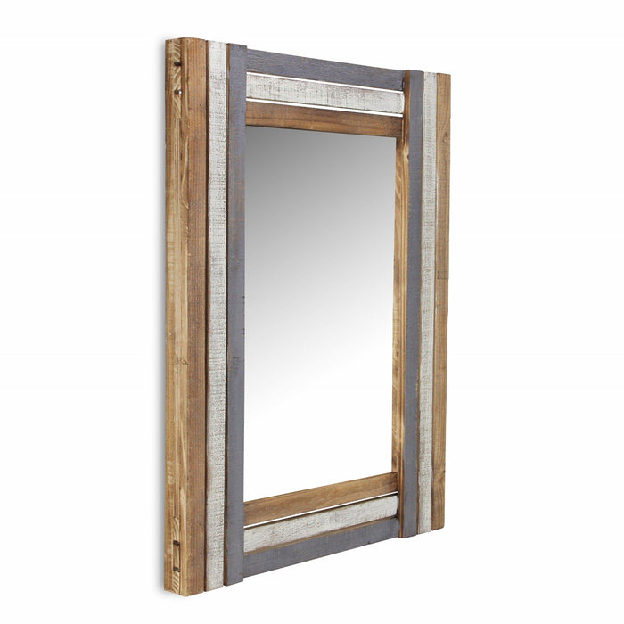 Wood Framed Accent Mirror - Gray Natural / White