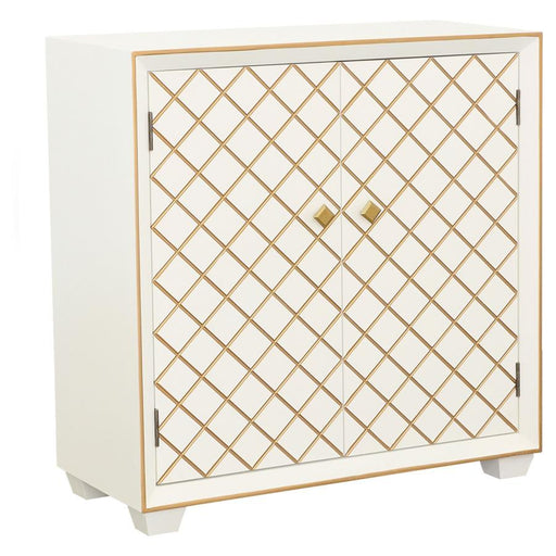 Belinda - 2-Door Accent Cabinet - White And Gold - Simple Home Plus