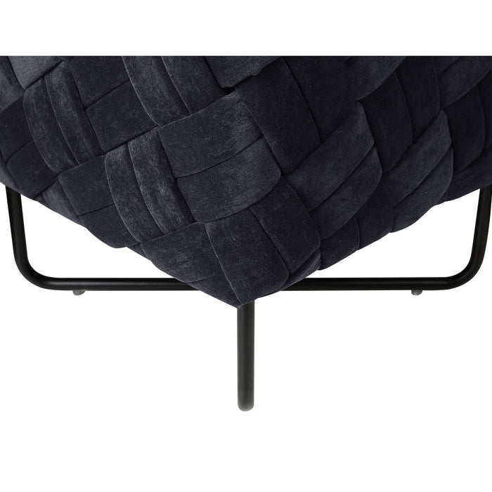 Velvet Cube Ottoman - Black