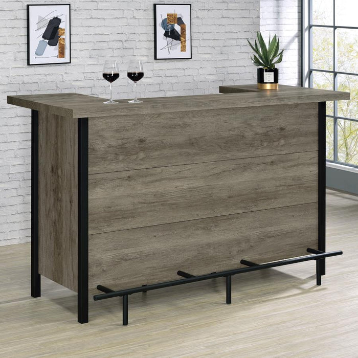 Bellemore - Bar Unit With Footrest - Gray Driftwood And Black - Simple Home Plus