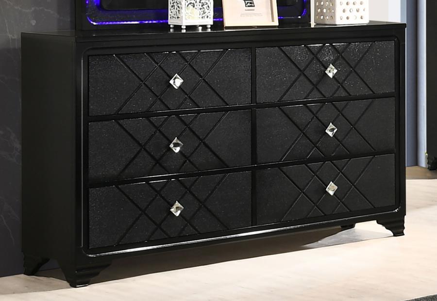 Penelope - 6-Drawer Dresser - Black - Simple Home Plus