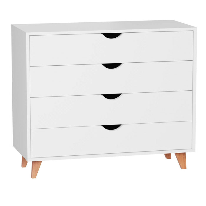 Solid Wood Four Drawer Dresser - White