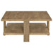 Dawn - Square Engineered Wood Coffee Table With Shelf - Mango - Simple Home Plus