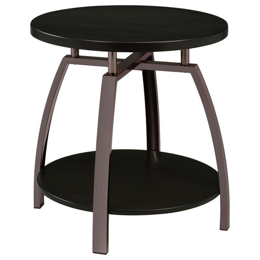 Dacre - Round End Table - Dark Gray And Black Nickel - Simple Home Plus