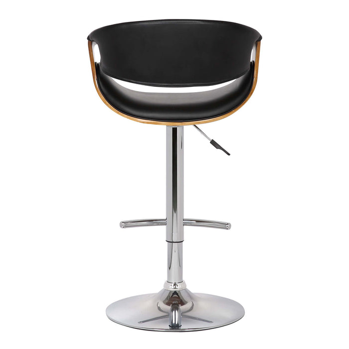 Solid Wood Swivel Low Back Adjustable Height Bar Chair - Black / Silver