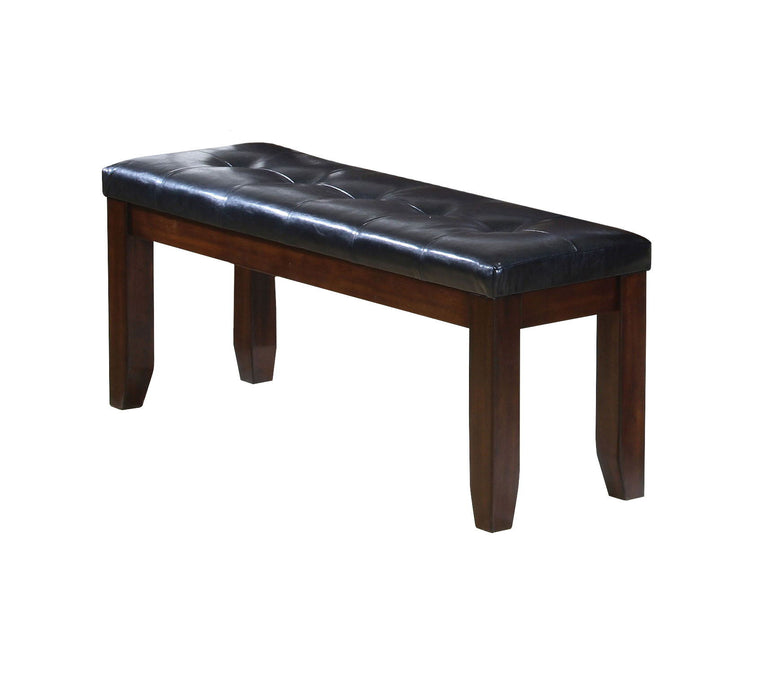 Upholstered Faux Leather Bench - Black / Espresso