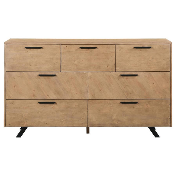 Taylor - 7-Drawer Rectangular Dresser - Light Honey Brown - Simple Home Plus