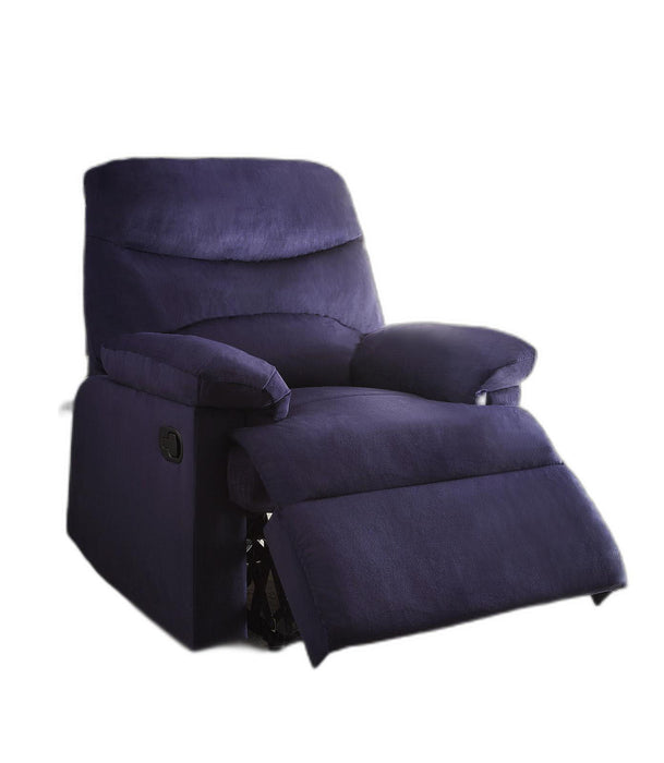 Woven Fabric Upholstered Recliner With Knock Down Back - Blue