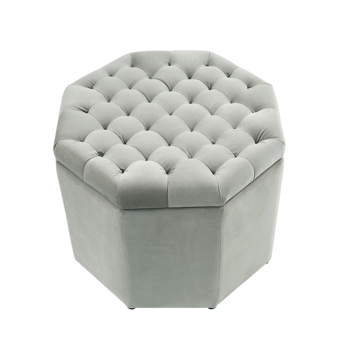 Velvet Tufted Specialty Storage - Light Gray / Black