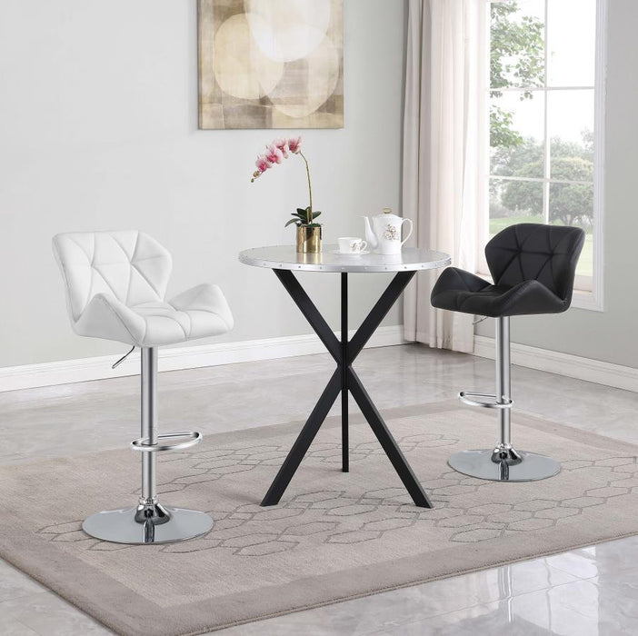 Kenzo - Round Metal Top Bar Table - Silver And Sandy Black - Simple Home Plus