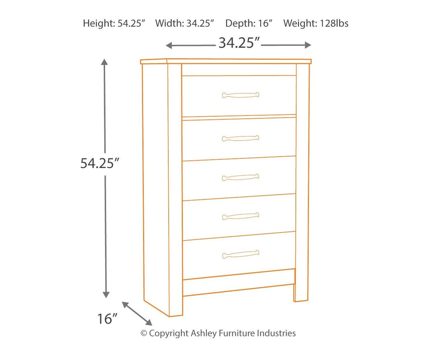 Bellaby - Whitewash - Five Drawer Chest - Simple Home Plus