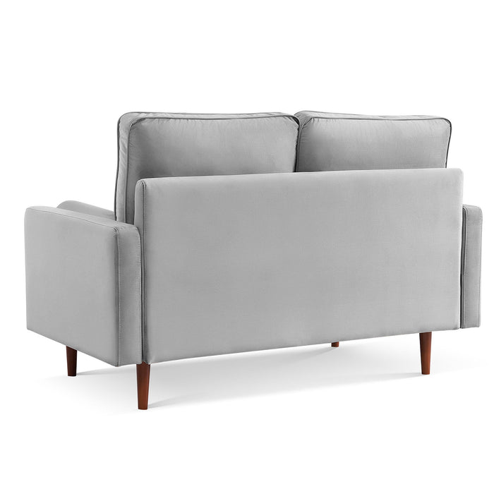 Velvet Loveseat And Toss Pillows - Gray / Dark Brown