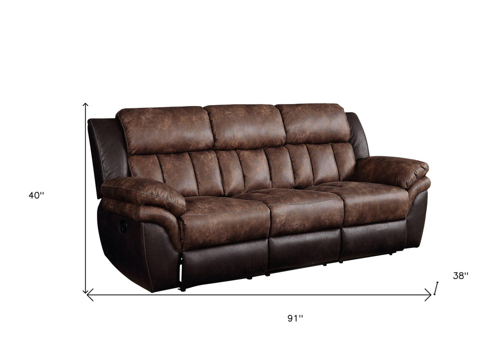 Microfiber Reclining Sofa With Black Legs - Espresso