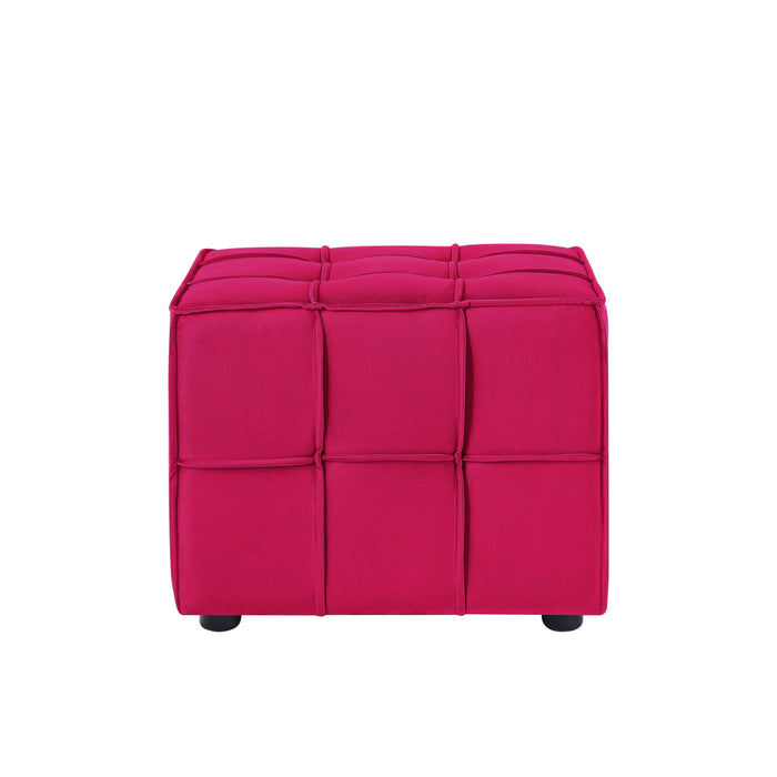 Velvet Cube Ottoman - Pink / Black