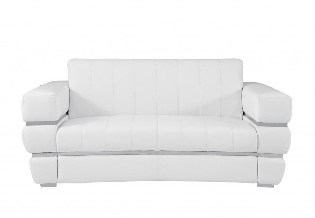 2 Piece Indoor Italian Leather Seating Set Five Person - White