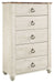 Willowton - Brown / Beige / White - Five Drawer Chest - Simple Home Plus