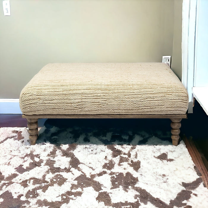 Upholstered Cotton Blend Bench - Cream / Brown