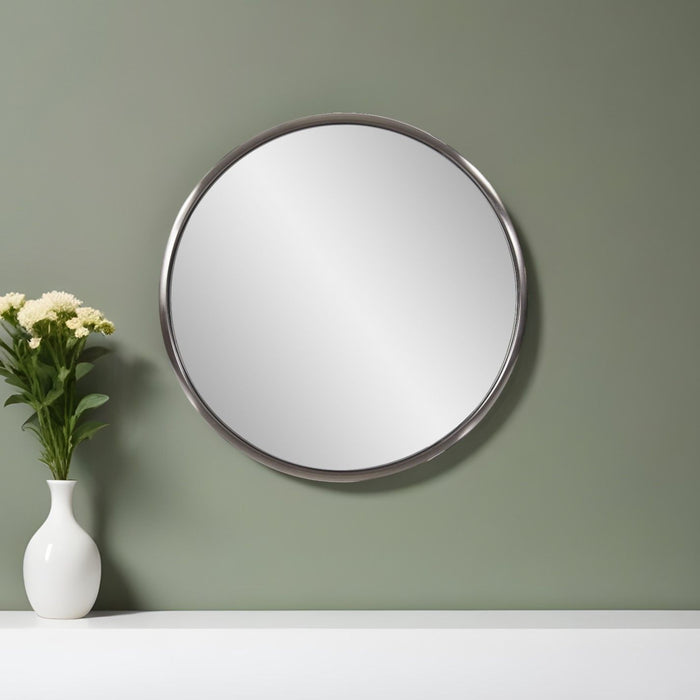 20" Round Metal Framed Accent Mirror - Silver